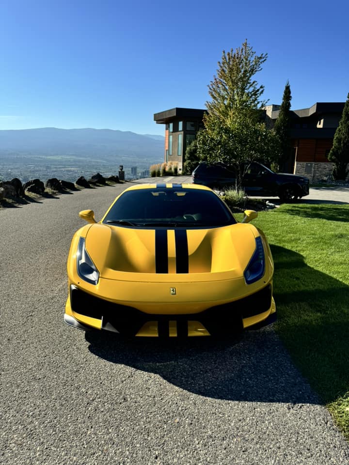 Yellow sports car on a track
