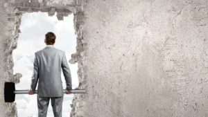 A man overcoming his obstacles and objections